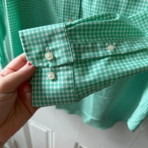 Jos A Bank Shirt Mens M Green Checkered Button Down Long Sleeve Collared Top - Picture 5 of 7
